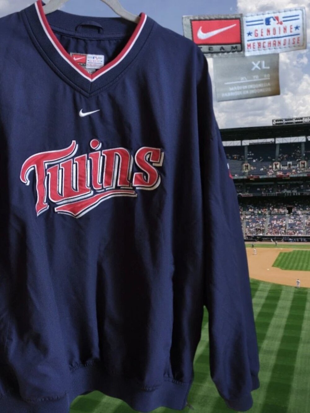 Nike Team Minnesota Twins Pullover Jacket Mens XL MLB Genuine Merchandise Swoosh